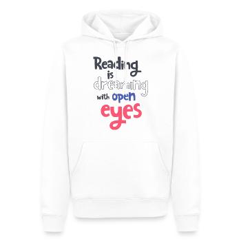 Reading is dreaming with open eyes - Männer Premium Bio Hoodie - Weiß - Vorne - Nico (187cm)