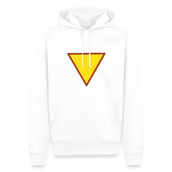 Superhero triangle - Men’s Premium Organic Hoodie - white - Front - Nico (187cm)