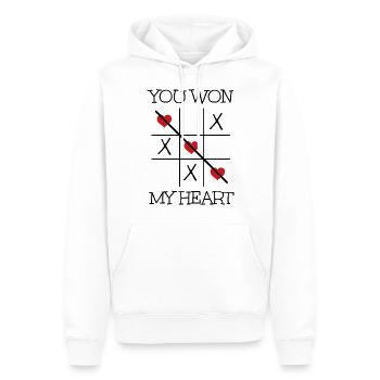 Tu as gagné mon coeur - Sweat à capuche Premium bio Homme - blanc - Devant - Nico (187cm)