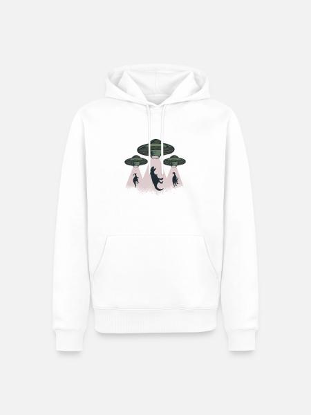 Ufo Dinosaurier werden entführt von Ufo alien - Herre Premium økologisk hoodie - hvid