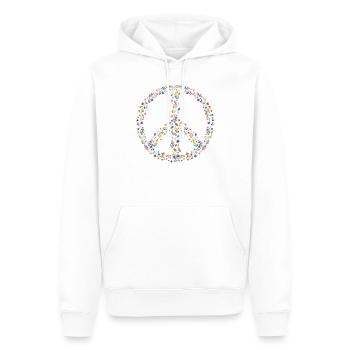 Fleurs Hippie Peace Love 60s 70s - Sweat à capuche Premium bio Homme - blanc - Devant - Nico (187cm)