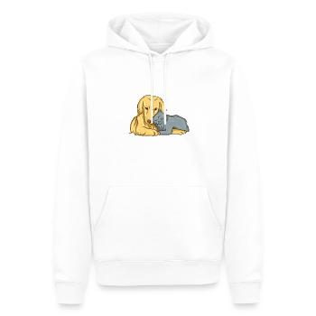 Hund und Katze kuscheln miteinander Tierliebe - Männer Premium Bio Hoodie - Weiß - Vorne - Nico (187cm)