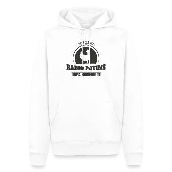 Radio Potins noir - Sweat à capuche Premium bio Homme - blanc - Devant - Nico (187cm)