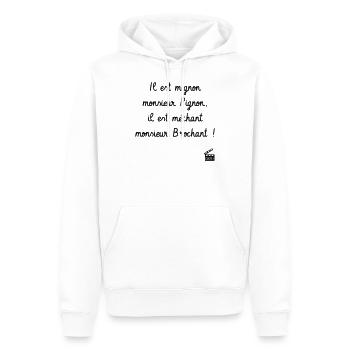 Il est mignon monsieur Pignon - Le Dîner de cons - Sweat à capuche Premium bio Homme - blanc - Devant - Nico (187cm)