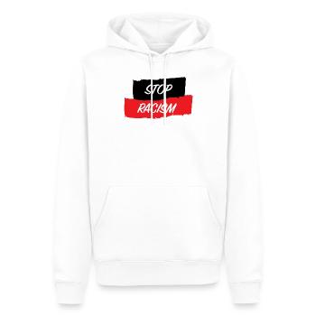 ARRÊTER LE RACISME - Sweat à capuche Premium bio Homme - blanc - Devant - Nico (187cm)