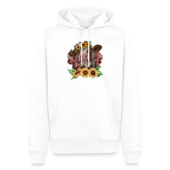 Kuh mit Sonnenblumen - Männer Premium Bio Hoodie - Weiß - Vorne - Nico (187cm)