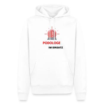 Podologe im Einsatz | Spruch Motiv Podologie - Männer Premium Bio Hoodie - Weiß - Vorne - Nico (187cm)