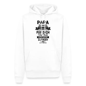 PAPA wir haben versucht für Dich das Beste... - Männer Premium Bio Hoodie - Weiß - Vorne - Nico (187cm)
