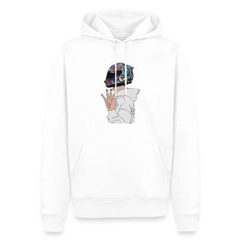 Motorrad-Ausrüstung mit Einem Helm - Männer Premium Bio Hoodie - Weiß - Vorne - Nico (187cm)