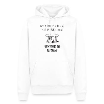 Bienvenue en Bretagne - Sweat à capuche Premium bio Homme - blanc - Devant - Nico (187cm)