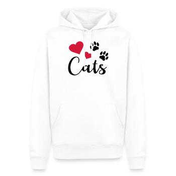 Katze Pfote Katzenhalter Katzen Katzenliebhaber - Männer Premium Bio Hoodie - Weiß - Vorne - Nico (187cm)