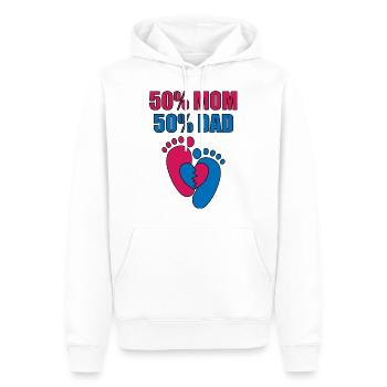 Maman papa cadeau Grossesse Enceinte - Sweat à capuche Premium bio Homme - blanc - Devant - Nico (187cm)