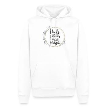 Bücher sind eine einzigartig tragbare Magie - Männer Premium Bio Hoodie - Weiß - Vorne - Nico (187cm)