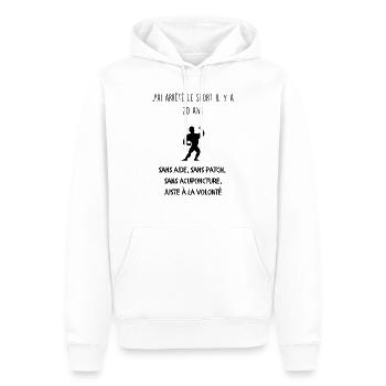 J'ai arrêté le sport - Sweat à capuche Premium bio Homme - blanc - Devant - Nico (187cm)