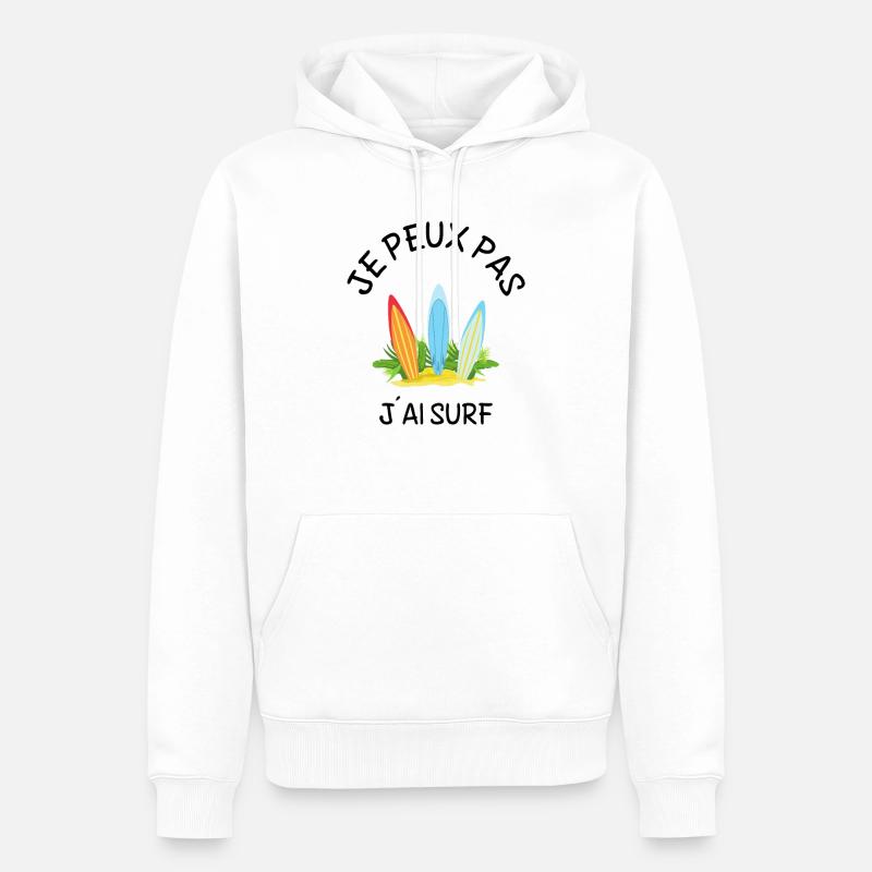 je peux pas j´ai surf - Sweat à capuche Premium bio Homme - blanc
