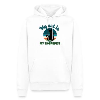 Cadeau pour l’amant des chats - Mon chat est mon thérapeute - Sweat à capuche Premium bio Homme - blanc - Devant - Nico (187cm)
