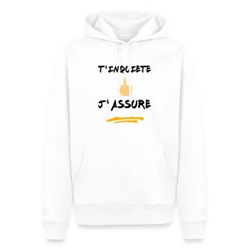 T inquiète j assure - Sweat à capuche Premium bio Homme - blanc - Devant - Nico (187cm)