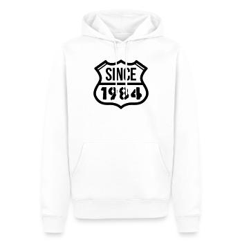 1984 - Männer Premium Bio Hoodie - Weiß - Vorne - Nico (187cm)