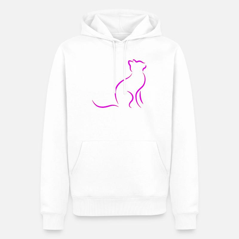 chat - Sweat à capuche Premium bio Homme - blanc