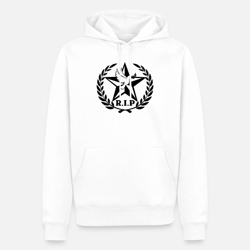 R.I.P Couronne de laurier pigeon étoile - Sweat à capuche Premium bio Homme - blanc