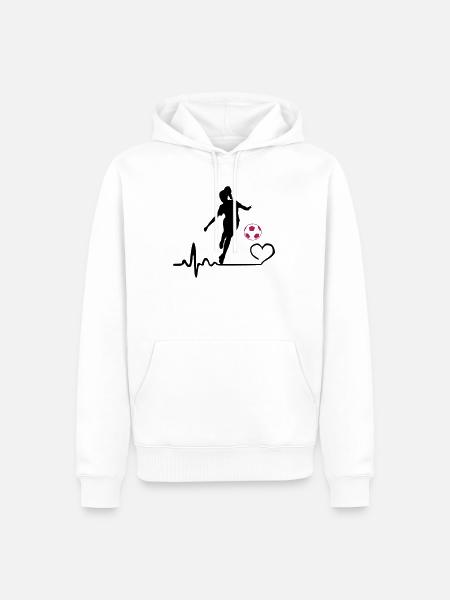 Fußballerin Herzschlag - Männer Premium Bio Hoodie - Weiß