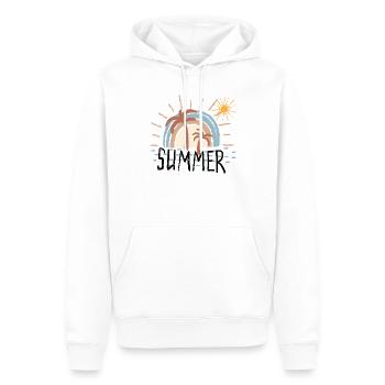 Pastellfarbene Insel des Sonnenuntergangs mit Palmen - Männer Premium Bio Hoodie - Weiß - Vorne - Nico (187cm)
