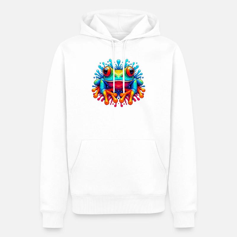 Grenouille - Sweat à capuche Premium bio Homme - blanc