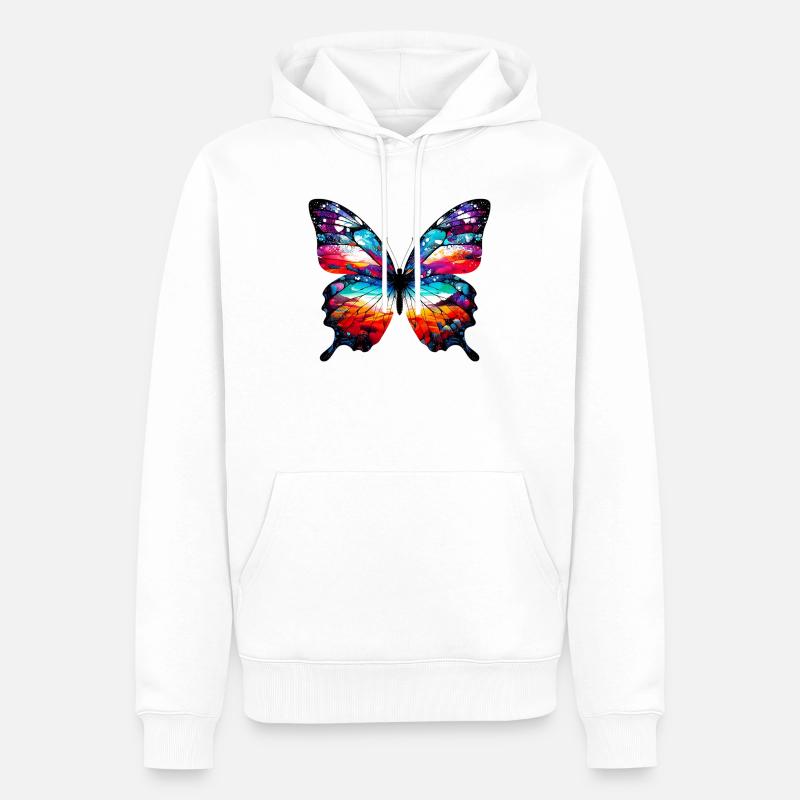 Papillon - Sweat à capuche Premium bio Homme - blanc