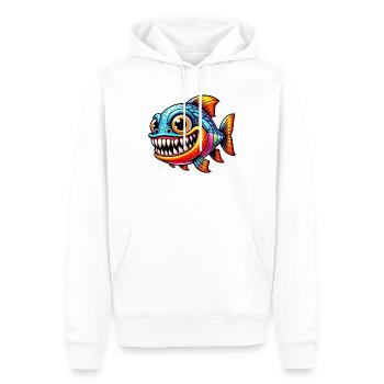 Piranha - Männer Premium Bio Hoodie - Weiß - Vorne - Nico (187cm)