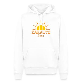 ZARAUTZ Spanien - Helle Sonne Emblem T-Shirt - Männer Premium Bio Hoodie - Weiß - Vorne - Nico (187cm)