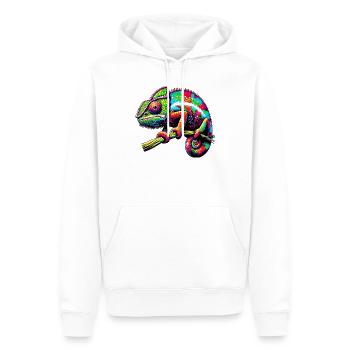 Chameleon - Men’s Premium Organic Hoodie - white - Front - Nico (187cm)