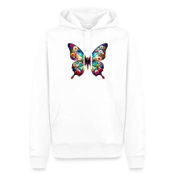 Papillon décoré de fleurs - Sweat à capuche Premium bio Homme - blanc - Devant - Nico (187cm)
