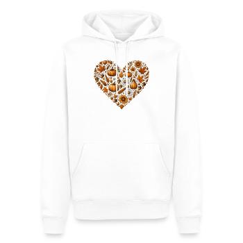 Cœur, rempli de citrouilles, de feuilles, de noix et de fleurs - Sweat à capuche Premium bio Homme - blanc - Devant - Nico (187cm)