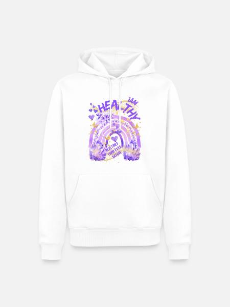Gesundheit - Ich bin gesund mit Regenbogen - Männer Premium Bio Hoodie - Weiß