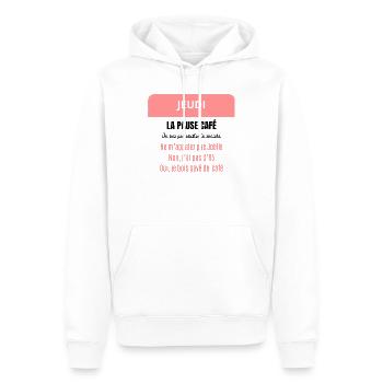 La pause café - Je suis pas assistante sociale - Sweat à capuche Premium bio Homme - blanc - Devant - Nico (187cm)
