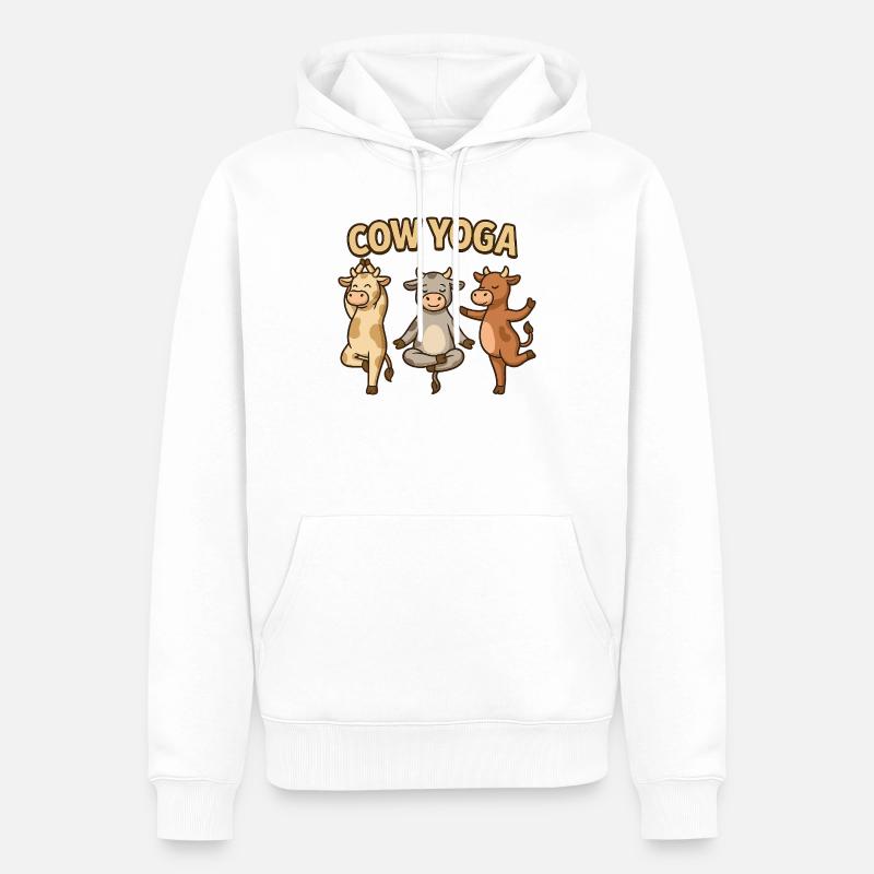 Illustration de yoga de vache - Sweat à capuche Premium bio Homme - blanc