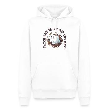 Catch the Wave Sip the Day – Coffee Vibes Retro - Männer Premium Bio Hoodie - Weiß - Vorne - Nico (187cm)