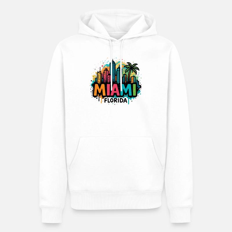 Miami Skyline Graffiti - Sweat à capuche Premium bio Homme - blanc