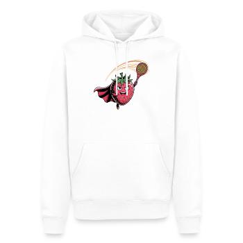 Erdbeere Superheld Tennis Smash mit Schläger - Männer Premium Bio Hoodie - Weiß - Vorne - Nico (187cm)