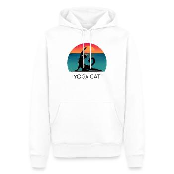 Yoga Cat – Un design décontracté pour les fans de chats - Sweat à capuche Premium bio Homme - blanc - Devant - Nico (187cm)