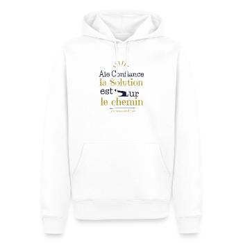 Wach auf, das Leben wartet auf dich - Männer Premium Bio Hoodie - Weiß - Vorne - Nico (187cm)