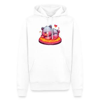 Kuschelbär auf Lavakuchen mit Herzen - Männer Premium Bio Hoodie - Weiß - Vorne - Nico (187cm)