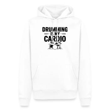 La batterie, c’est mon cardio - Sweat à capuche Premium bio Homme - blanc - Devant - Nico (187cm)