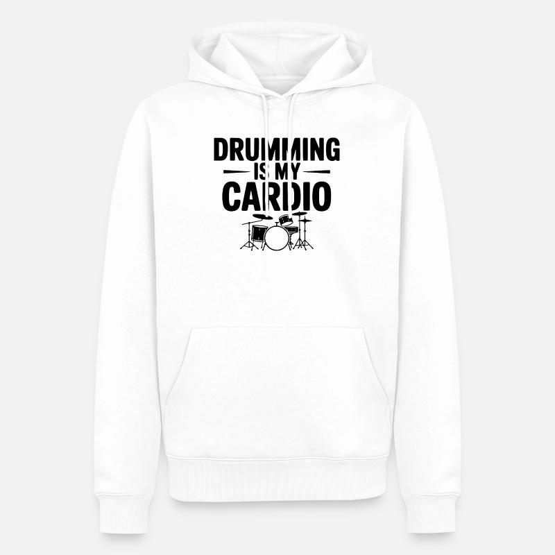 La batterie, c’est mon cardio - Sweat à capuche Premium bio Homme - blanc