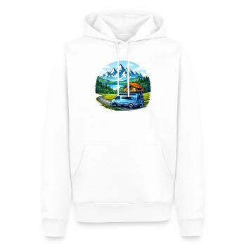 Illustration du Vanlife Camper Motif de la montagne - Sweat à capuche Premium bio Homme - blanc - Devant - Nico (187cm)