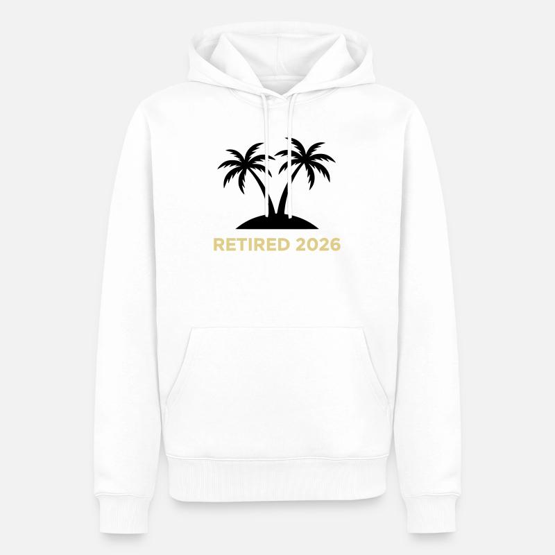 Retired 2026 Rente Palmen Logo - Männer Premium Bio Hoodie - Weiß