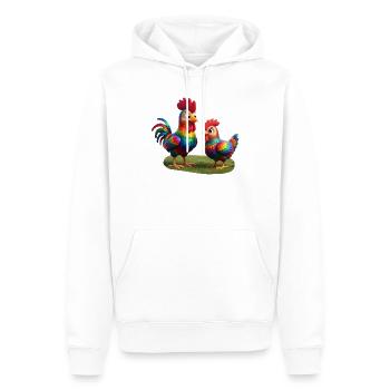 Coq avec poule - Sweat à capuche Premium bio Homme - blanc - Devant - Nico (187cm)