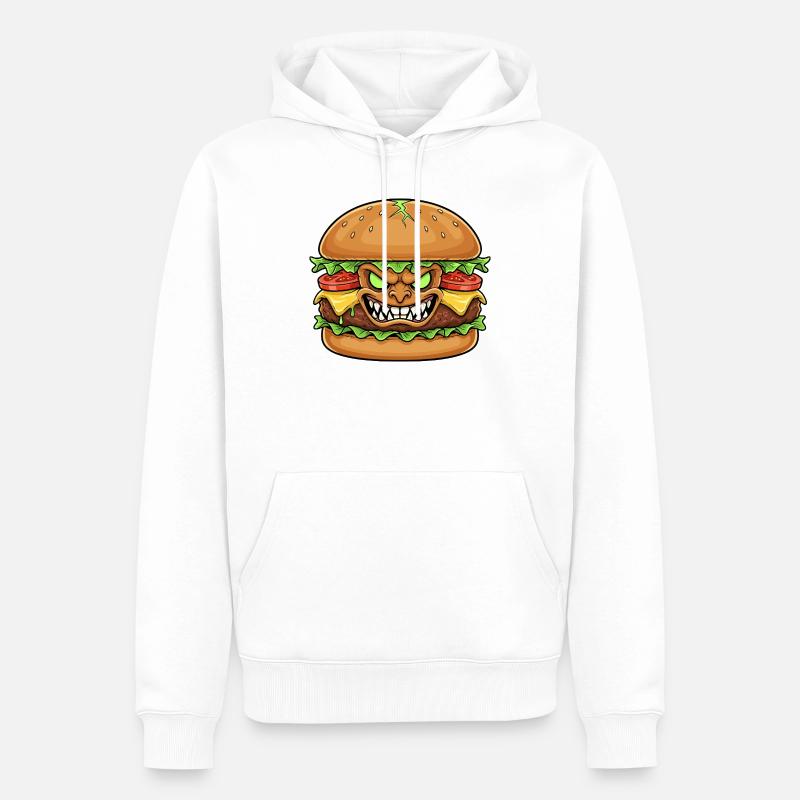 Grimmiger Burgerdämon Cartoon - Männer Premium Bio Hoodie - Weiß