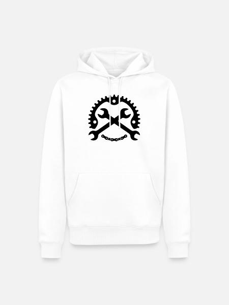 Bike Mechanic – Chainring Logo - Men’s Premium Organic Hoodie - white
