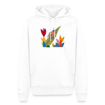 Buntes Insekt im Blumenfeld – Naturmotiv - Männer Premium Bio Hoodie - Weiß - Vorne - Nico (187cm)